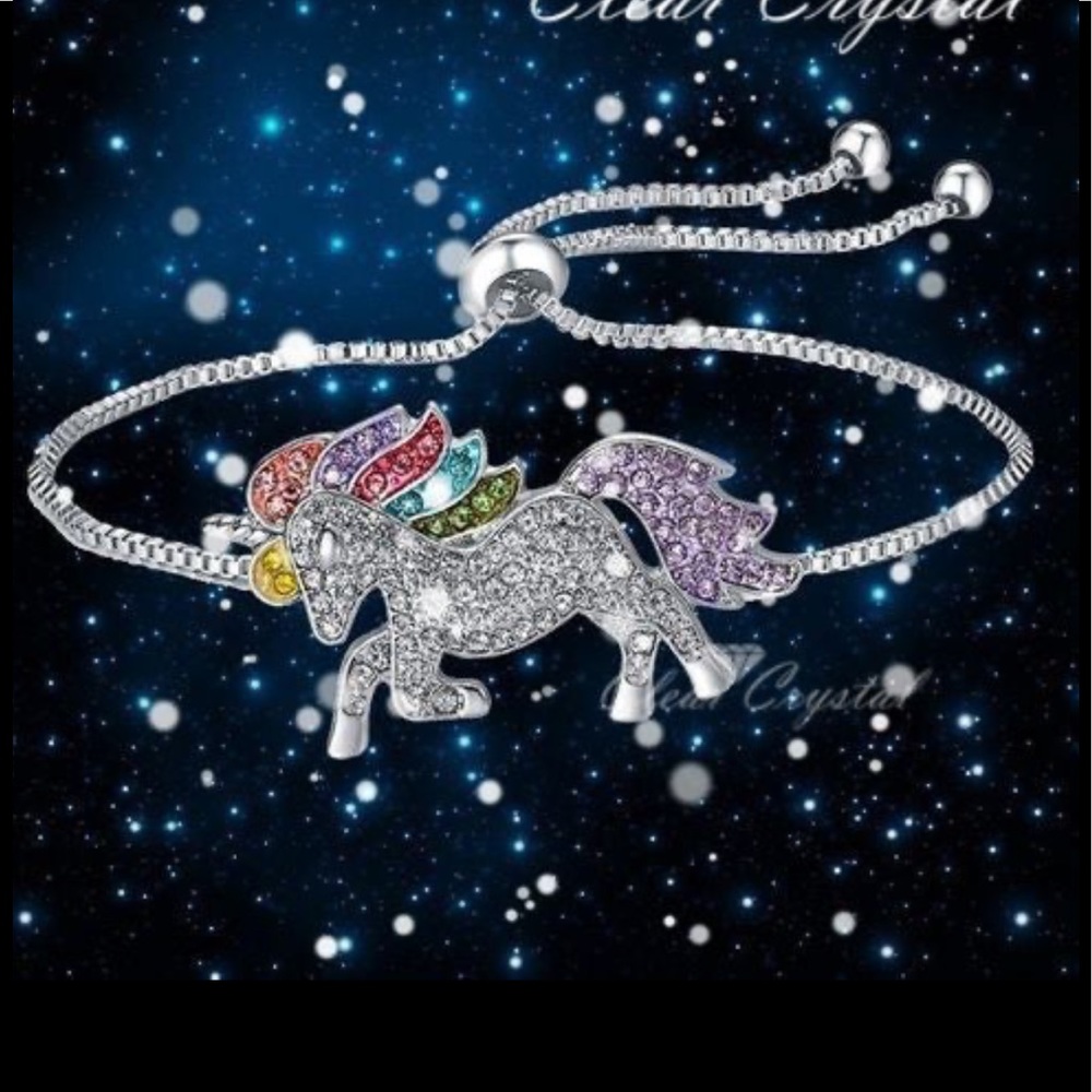 Lady Colored Unicorn CZ WG plated Bracelet